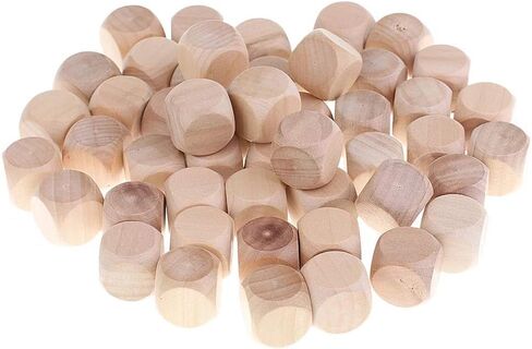 10 Pcs Wooden Dice, 6 Sided Blank Dice Round Corner Cube DIY Graffiti Crafts Board Game Party Supplies, Standard Game, Decorations (1.8cm) in Saudi Arabia
