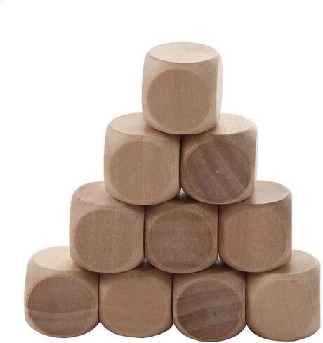 10 Pcs Wooden Dice, 6 Sided Blank Dice Round Corner Cube DIY Graffiti Crafts Board Game Party Supplies, Standard Game, Decorations (1.8cm) in Saudi Arabia