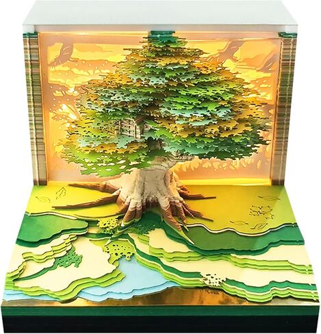 3D Art Calendar 2026,3D Memo Pad Creative Time Piece Calendar Magic Tree Rip Away Paper Carving Multi-color DIY Note in Kuwait