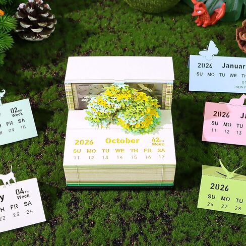 3D Art Calendar 2026,3D Memo Pad Creative Time Piece Calendar Magic Tree Rip Away Paper Carving Multi-color DIY Note in Kuwait