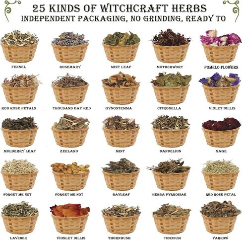 مجموعة Witchcraft Supplies Kit ، 86 PCS WICCAN Supplies وأدوات ، تشمل الأعشاب المجففة ، الجرار الكريستالية ، شموع ملونة وجزر بار ، للمبتدئين السحرة Pagan مذبح in Kuwait