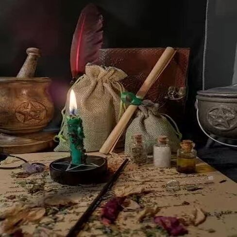 مجموعة Witchcraft Supplies Kit ، 86 PCS WICCAN Supplies وأدوات ، تشمل الأعشاب المجففة ، الجرار الكريستالية ، شموع ملونة وجزر بار ، للمبتدئين السحرة Pagan مذبح in Kuwait