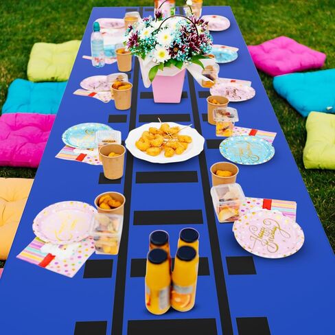 6 Pcs Train Party Decorations Railroad Track Tablecloths Train Birthday Party Supplies 54 x 108 Inch Plastic Table Covers for Railroad Track Western Theme Birthday (White) in Saudi Arabia