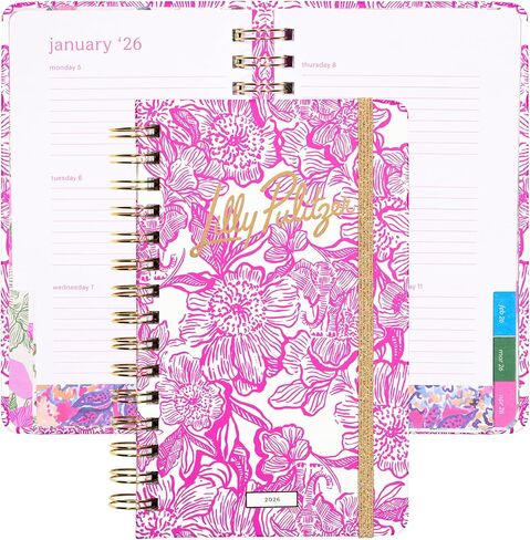Lilly Pulitzer Medium Monthly Planner January 2026 - December 2026, Monthly Agenda & Calendar, Stickers, Pockets, & Spiral Binding (Unforgettable Pink) in Saudi Arabia