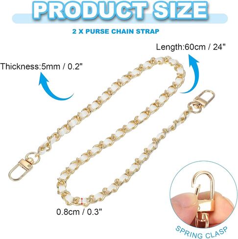 أحزمة مقبض Patikil Leather Leather ، 2 حزمة 12 بوصة أحزمة سلسلة محفظة استبدال أحزمة مسطحة DIY مع مشبك معدني لحقيبة الكتف Crossbody ، بني in Saudi Arabia