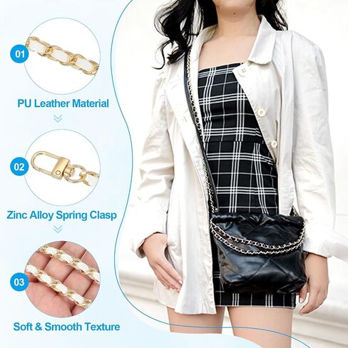 أحزمة مقبض Patikil Leather Leather ، 2 حزمة 12 بوصة أحزمة سلسلة محفظة استبدال أحزمة مسطحة DIY مع مشبك معدني لحقيبة الكتف Crossbody ، بني in Saudi Arabia