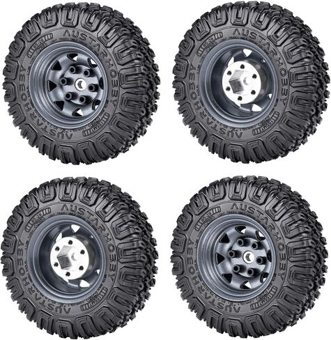 Aluminium Wheel Rims & Rubber Tires Set 1.55" Upgrades for 1/18 Axial UTB18 Capra Unlimited Trail RC Buggy Truck Car in Saudi Arabia