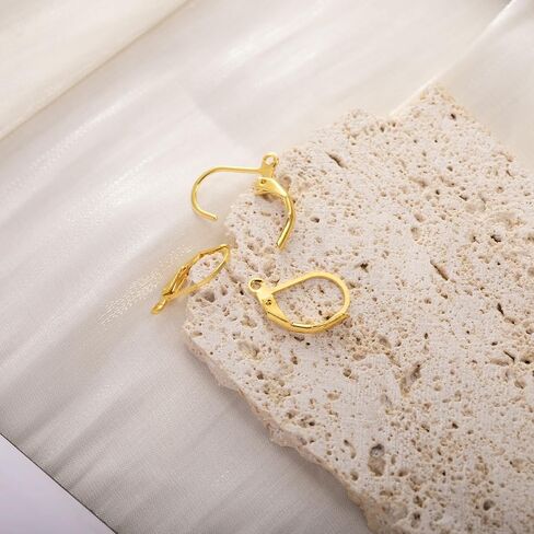 60 PCS Hypoallergenic arring Hooks ، Leverback Earwire French Hook مع حلقة مفتوحة لتصميمات القرط نتائج المجوهرات (ذهبية وفضية) in Saudi Arabia