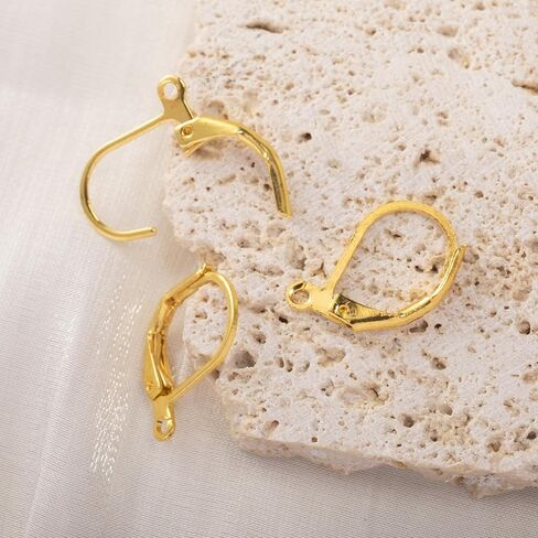 60 PCS Hypoallergenic arring Hooks ، Leverback Earwire French Hook مع حلقة مفتوحة لتصميمات القرط نتائج المجوهرات (ذهبية وفضية) in Saudi Arabia