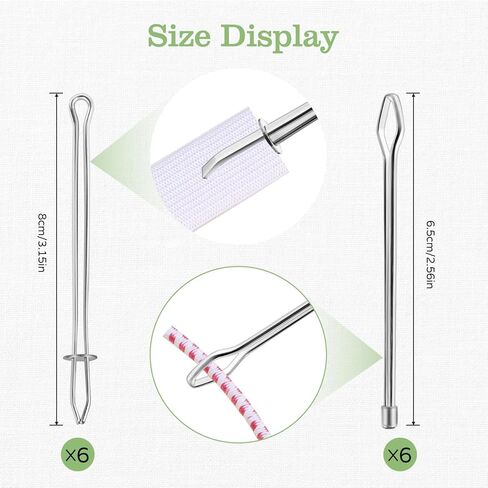 12 Pcs Metal Drawstring Threader Tool with Clip - Bodkin Sewing Tool for Elastic, Rope and Hoodie String in Kuwait
