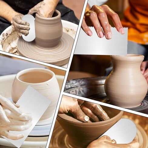 MABOR 4PCS مكشطة الطين الفولاذ المقاوم للصدأ ، أضلاع الفوضى الفضية مكشطة مسنن طين النحت القاطع الأدوات الأدوات النحت السيراميك أدوات النحت لفنانين المنسوجين النمذجة بوتر in Saudi Arabia