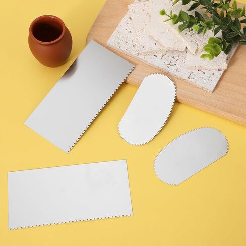 MABOR 4PCS مكشطة الطين الفولاذ المقاوم للصدأ ، أضلاع الفوضى الفضية مكشطة مسنن طين النحت القاطع الأدوات الأدوات النحت السيراميك أدوات النحت لفنانين المنسوجين النمذجة بوتر in Saudi Arabia