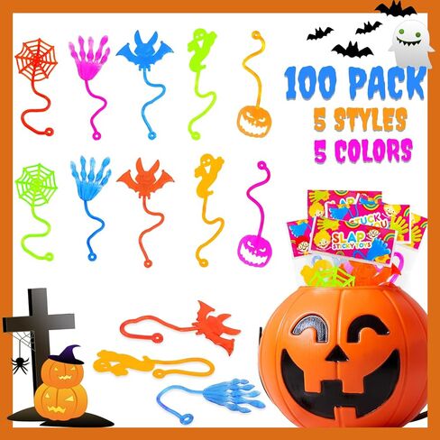 الحفلات الشهيرة في هالوين لزجة الحفلات الحفلات للأطفال 100 pcs ، بوو سلة Goodie Bag Stuffers للأطفال الصغار ، يعامل الهالوين غير الحلوى بيناتا هدايا فئة الهدايا in Kuwait