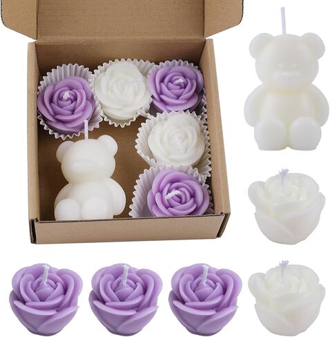6pc Baby Shower Candle Favors for Guest DIY Floating Candles Party Favors Bulk Scented Tealight Candles Gender Reveal Gifts Return Gifts (Flower-Pink) in Saudi Arabia