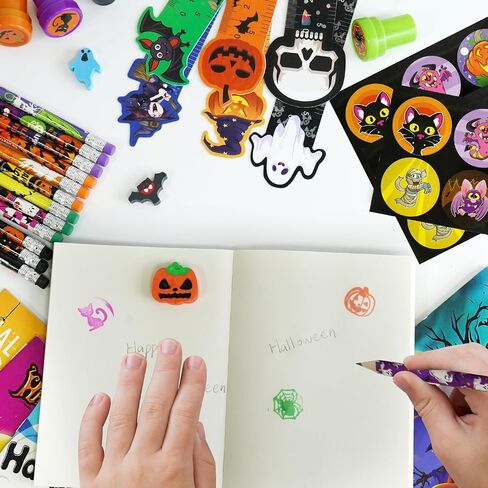 168 PCS Halloween Party Forms Bulk ، 24 Pack Pack Hightery Gift For Kids Trick أو Treat for Party Classroom School Supplies Rewards Halloween Goodie Bag Stuffs in Saudi Arabia