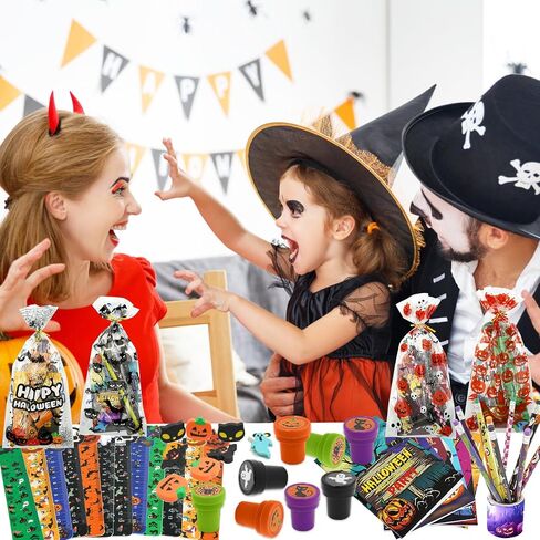 168 PCS Halloween Party Forms Bulk ، 24 Pack Pack Hightery Gift For Kids Trick أو Treat for Party Classroom School Supplies Rewards Halloween Goodie Bag Stuffs in Saudi Arabia