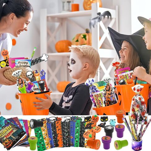168 PCS Halloween Party Forms Bulk ، 24 Pack Pack Hightery Gift For Kids Trick أو Treat for Party Classroom School Supplies Rewards Halloween Goodie Bag Stuffs in Saudi Arabia