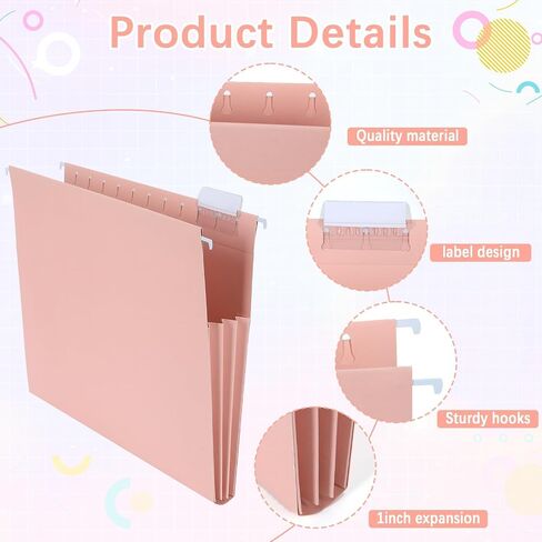 gisgfim 12 Pack Pastel Expanding Hanging File Folders Letter Size Insertable 1/5 Cut Tabs for Filing Cabinets Extra Capacity File Folders Hanging Organizer for Desk Home Office School in Saudi Arabia