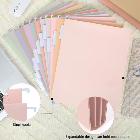 gisgfim 12 Pack Pastel Expanding Hanging File Folders Letter Size Insertable 1/5 Cut Tabs for Filing Cabinets Extra Capacity File Folders Hanging Organizer for Desk Home Office School in Saudi Arabia