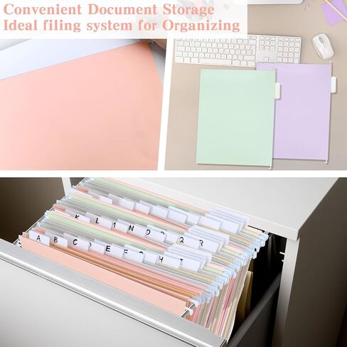 gisgfim 12 Pack Pastel Expanding Hanging File Folders Letter Size Insertable 1/5 Cut Tabs for Filing Cabinets Extra Capacity File Folders Hanging Organizer for Desk Home Office School in Saudi Arabia