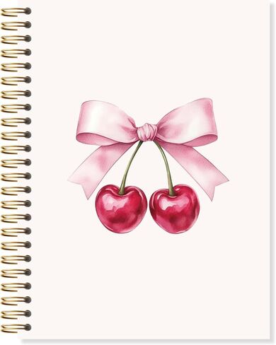 Oslysof Coquette Pink Bow Cherry Notebook ، Pink Girly Journal for Women ، دفاتر جمالية Preppy لأخذ الملاحظات ، Coquette Girly Office Supplies ، 5.5 × 8.3 بوصة مع 164 صفحة in Saudi Arabia