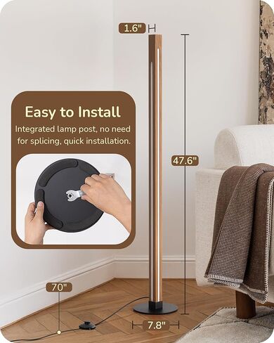 EDISHINE Floor Lamps for Living Room, Upgraded Dual-Sided Lighting, Wooden Corner Floor Lamp, LED Corner Lamp with Remote/Foot Control, 7CCT & Dimmable Standing Lamp for Bedroom, Office, Dark Walnut in Kuwait