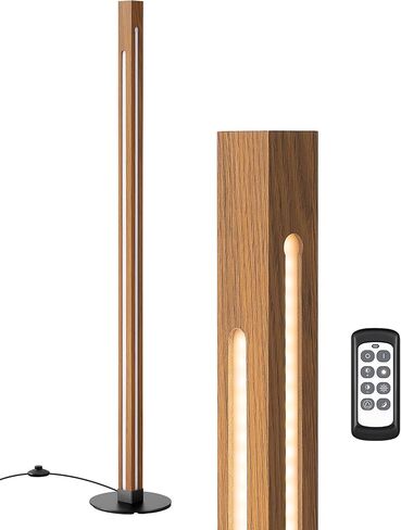 EDISHINE Floor Lamps for Living Room, Upgraded Dual-Sided Lighting, Wooden Corner Floor Lamp, LED Corner Lamp with Remote/Foot Control, 7CCT & Dimmable Standing Lamp for Bedroom, Office, Dark Walnut in Kuwait