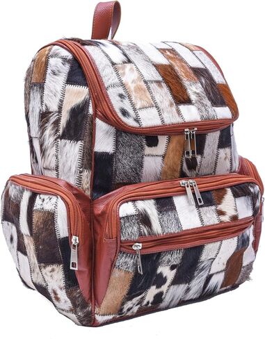 CHAYELL Leather Cowhide Diaper Bag Backpack - Patchwork Handcrafted Hair-On Full Grain Western Diaper Bag, Luxe Travel & Work - Laptop Sleeve, Timeless Design for Style-Driven Journeys Cow Diaper Bag in Saudi Arabia