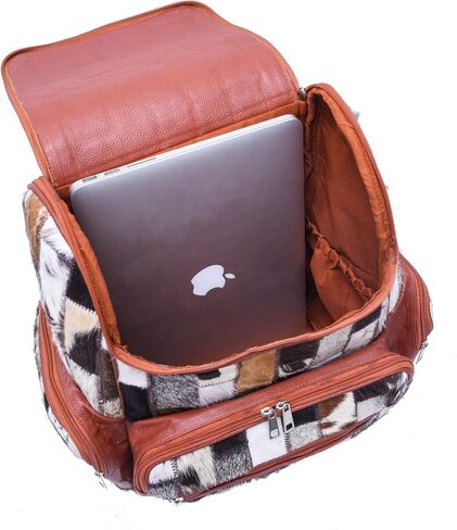 CHAYELL Leather Cowhide Diaper Bag Backpack - Patchwork Handcrafted Hair-On Full Grain Western Diaper Bag, Luxe Travel & Work - Laptop Sleeve, Timeless Design for Style-Driven Journeys Cow Diaper Bag in Saudi Arabia