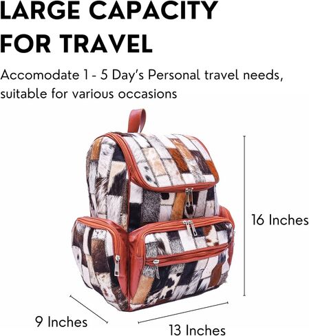 CHAYELL Leather Cowhide Diaper Bag Backpack - Patchwork Handcrafted Hair-On Full Grain Western Diaper Bag, Luxe Travel & Work - Laptop Sleeve, Timeless Design for Style-Driven Journeys Cow Diaper Bag in Saudi Arabia