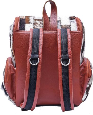 CHAYELL Leather Cowhide Diaper Bag Backpack - Patchwork Handcrafted Hair-On Full Grain Western Diaper Bag, Luxe Travel & Work - Laptop Sleeve, Timeless Design for Style-Driven Journeys Cow Diaper Bag in Saudi Arabia
