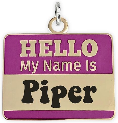 Personalized Dog & Cat ID Tags - Choose from 25+ Tag Designs - Free 5 Lines Custom Engraved - Unique, Cute, Funny, Sassy Pet Tag (Hello My Name is Badge - Teal, Small (1 inch)) in Saudi Arabia