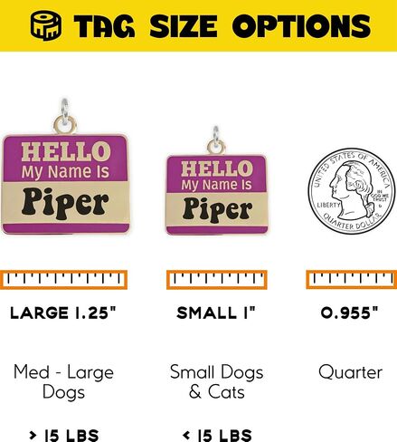 Personalized Dog & Cat ID Tags - Choose from 25+ Tag Designs - Free 5 Lines Custom Engraved - Unique, Cute, Funny, Sassy Pet Tag (Hello My Name is Badge - Teal, Small (1 inch)) in Saudi Arabia
