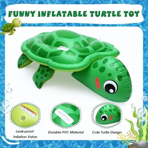 HyDren 79inch Extra Large Inflatable Pool Float for Kid, Sea Turtle Pool Toy with Duty Handles Realistic Animal Summer Blow Up Beach Supplies for Birthday Swimming Party Decor in Saudi Arabia