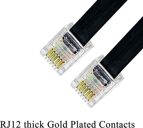 أسلاك الهاتف ، 2 PCS 6P6C كابل سلك الهاتف للهواتف الأرضية ، (1.6 قدم ملفوف) RJ12 ذكر إلى سلك ملفوف الذكور (أسود) in Kuwait