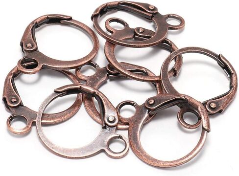 20Pcs Copper Earring Hooks, 14×12mm Red Copper Round French Lever Hooks, Wire Settings Base Hoops Earrings for DIY Earring Designs Jewelry Making, Jewelry Findings in Saudi Arabia