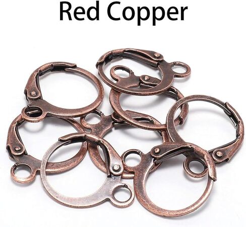 20Pcs Copper Earring Hooks, 14×12mm Red Copper Round French Lever Hooks, Wire Settings Base Hoops Earrings for DIY Earring Designs Jewelry Making, Jewelry Findings in Saudi Arabia
