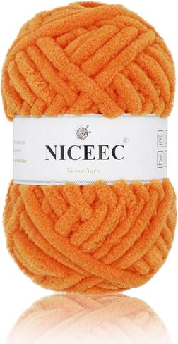 Niceec Chenille Yarn Blanting Yarn للحياكة خيوط خيالية لكروشيه نسج Craft Craft Engle 40m (44yds ، 100g) _orange in Saudi Arabia