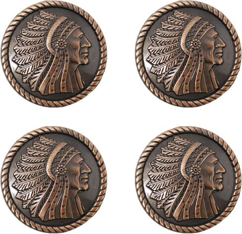 Set of 4 Screw Back 1-1/2" Western Tack Copper Indian Head Conchos CO571 in Saudi Arabia