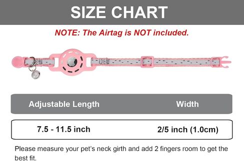 Reflective Cat Collar with Airtag Holder Breakaway Safety Airtag Kitten Collars with Bell for Female Girl Cats,Pink in Kuwait