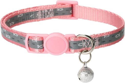 Reflective Cat Collar with Airtag Holder Breakaway Safety Airtag Kitten Collars with Bell for Female Girl Cats,Pink in Kuwait