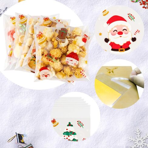 100 PCS Halloween Self-sealing Candy Bags(4x4 Inch) Trick or Treat Ziplock Cellophane Bags for Goodie Treat Cookie Goody Gifts Wrap Pumpkin Castle Spider Ghost Pouches Halloween Party Favors Supplies in Kuwait