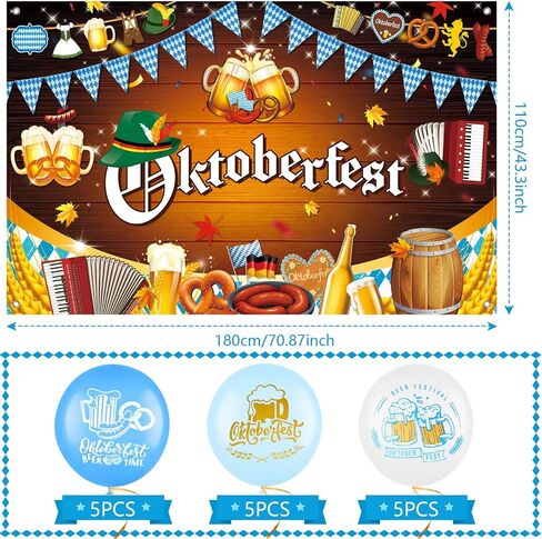 AhfuLife Large Oktoberfest Backdrop Banner 5.9 × 3.6 Ft, Oktoberfest Fabric Background Banner for Garden Table Wall Indoor Outdoor Home Party Decorations in Saudi Arabia