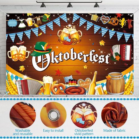 AhfuLife Large Oktoberfest Backdrop Banner 5.9 × 3.6 Ft, Oktoberfest Fabric Background Banner for Garden Table Wall Indoor Outdoor Home Party Decorations in Saudi Arabia