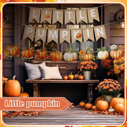 Fall Pink Little Pumpkin Baby Shower Banner Burlap Decorations Halloween Autumn Thanksgiving Baby Shower Party Garland Decorations for Boy Girl Gender Reveal Wedding Birthday Party Decor in Saudi Arabia