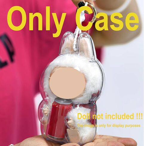 حالة واقية متوافقة مع Labubu Cola Sitting Clate Acrylic Case Display Cover Association accessories مع حزام سيليكون مناسب لسلسلة Monsters Cola Happy Factor （لا تشمل）） in Saudi Arabia