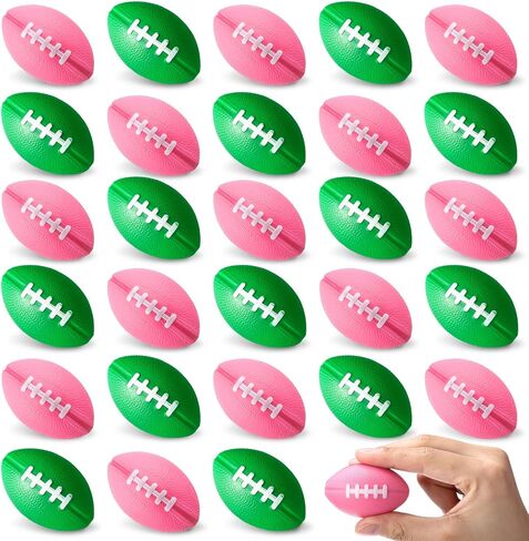 Blulu 30 Pack Mini Foam Football 2.17 "Pink and Green Mini Football Party لصالح كرة الإجهاد الكبرى كرة قدم رياضية صغيرة من أجل الساحرة الخضراء الخضراء تحت عنوان حفلة كرنفال كرنفال in Saudi Arabia