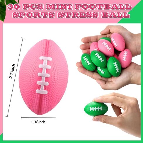 Blulu 30 Pack Mini Foam Football 2.17 "Pink and Green Mini Football Party لصالح كرة الإجهاد الكبرى كرة قدم رياضية صغيرة من أجل الساحرة الخضراء الخضراء تحت عنوان حفلة كرنفال كرنفال in Saudi Arabia