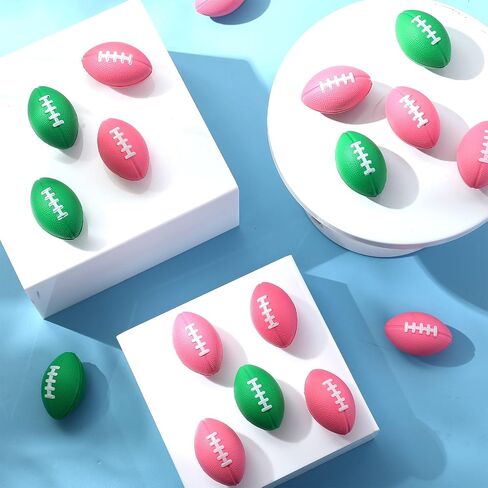 Blulu 30 Pack Mini Foam Football 2.17 "Pink and Green Mini Football Party لصالح كرة الإجهاد الكبرى كرة قدم رياضية صغيرة من أجل الساحرة الخضراء الخضراء تحت عنوان حفلة كرنفال كرنفال in Saudi Arabia