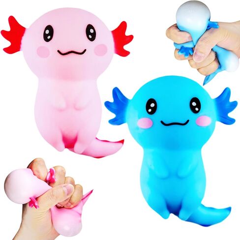 2 Pack Squishy Axolotl Stress Dough Sugar Ball Squeeze Fidget Toys for Kids and Adults, Cute Salamander Toys Squishy Stress Balls for Girls and Boys, Anxiety Relief, Birthday Gifts in Saudi Arabia